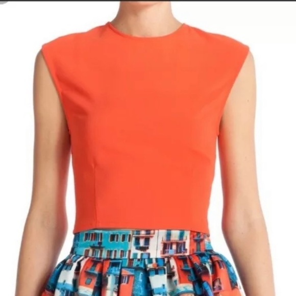 Alice + Olivia Tops - Alice+Olivia Klynn Crop Top Orange With Zipper Back